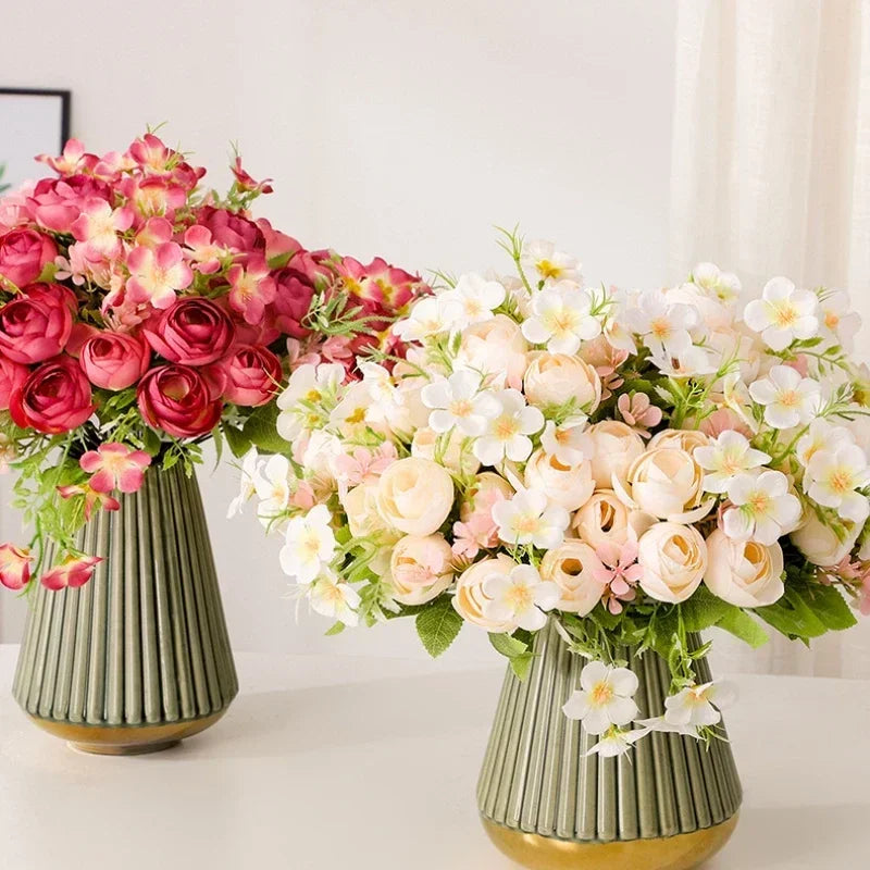 bouquet de fleurs artificielles en soie pour décoration intérieure - vue 4 sur 12