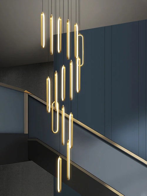 lustre ovale led minimaliste pour duplex hôtel penthouse - vue 5 sur 18