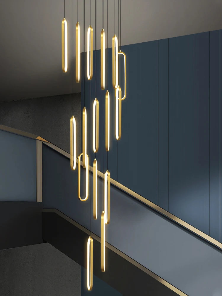 lustre ovale led minimaliste pour duplex hôtel penthouse - vue 4 sur 18