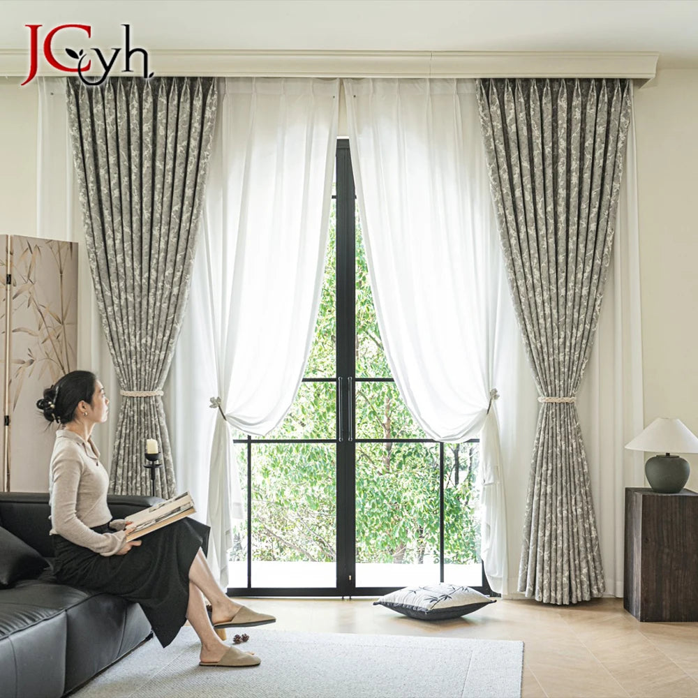 Rideau occultant floral style moderne pour salon chambre - vue 2 sur 9
