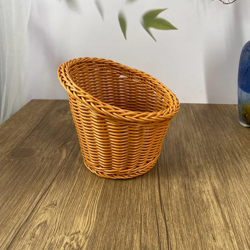 panier en rotin tissé pour fruits et rangement décoratif - vue 3 sur 9