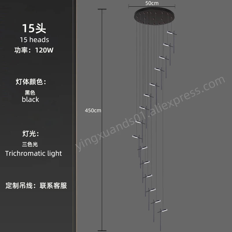 lustre moderne suspendu en acrylique design créatif 2023 à LED - vue 14 sur 17