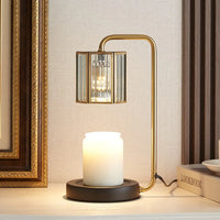 Lampe chauffe-bougie verre intensité variable minuterie lanterne 2 ampoules