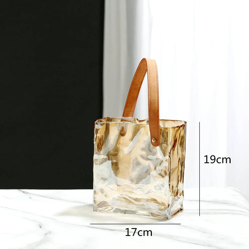 vase en verre transparent texture froissée pour fleurs et terrarium - vue 12 sur 13