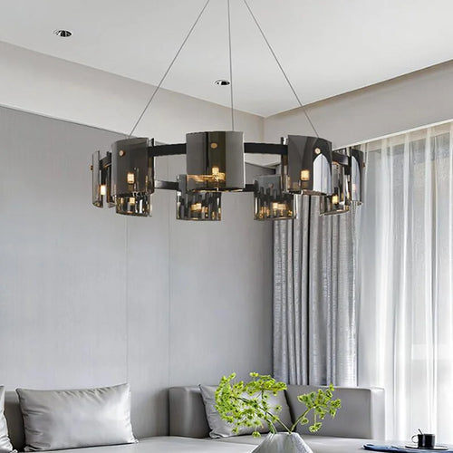 lustre moderne en verre fumé pour une décoration élégante - vue 3 sur 16
