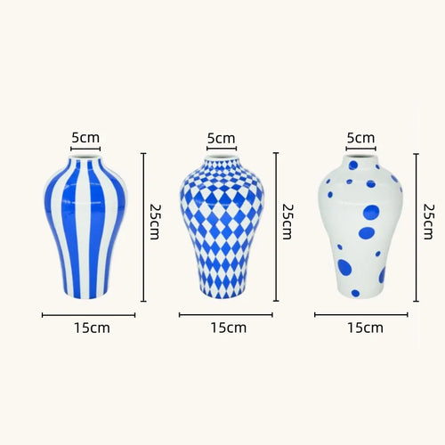 vase en céramique motif géométrique pour décoration florale artisanale - vue 5 sur 9