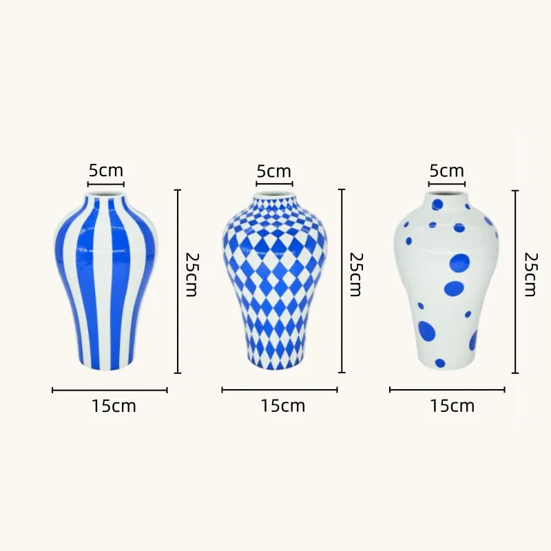 vase en céramique motif géométrique pour décoration florale artisanale - vue 5 sur 9
