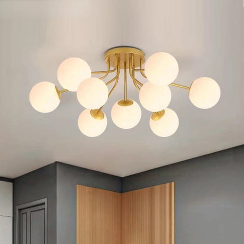 suspension lustre 	 led boule de verre pour sommeil direct - vue 2 sur 11