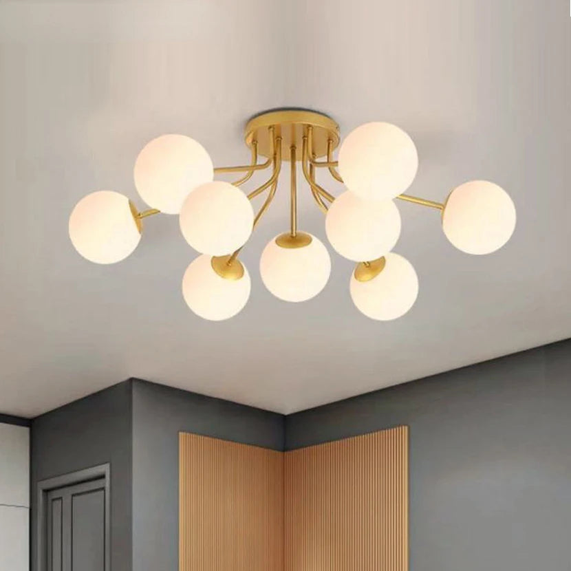 suspension lustre 	 led boule de verre pour sommeil direct - vue 1 sur 11