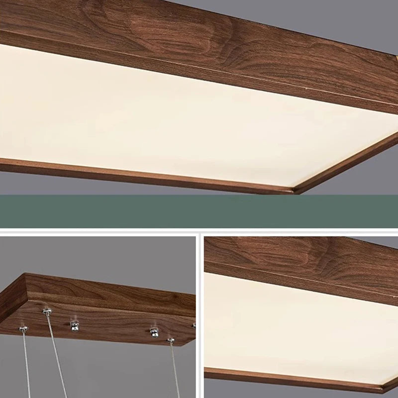 Lustre bois led suspendu au design moderne - vue 6 sur 12