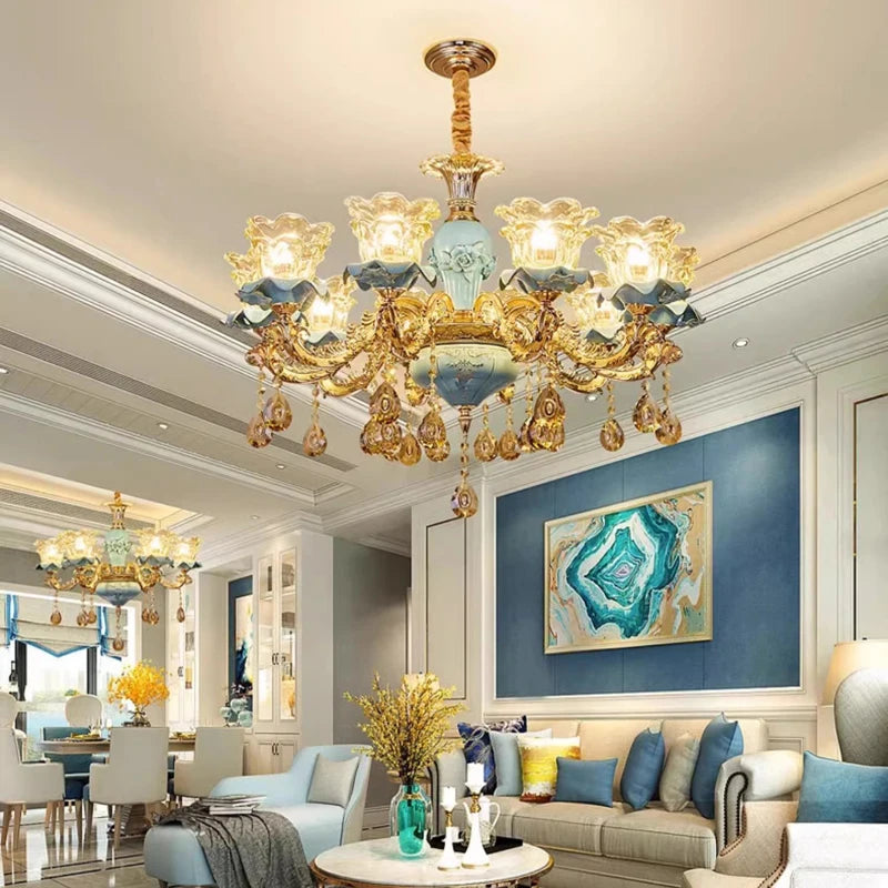 lustre rétro en céramique style européen pour intérieur - vue 5 sur 14