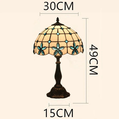 lampe de chevet en verre teinté style méditerranéen décoratif - vue 5 sur 6