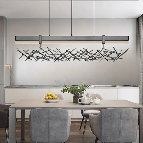 lustre led nordique postmoderne en acier inoxydable et acrylique - vue 3 sur 8