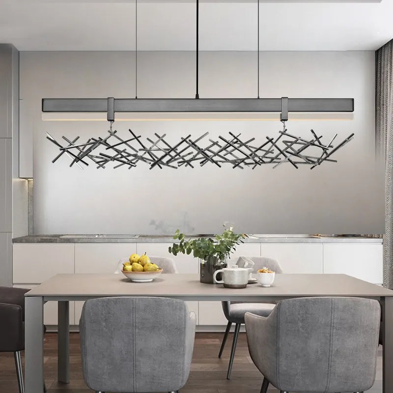 lustre led nordique postmoderne en acier inoxydable et acrylique - vue 2 sur 8