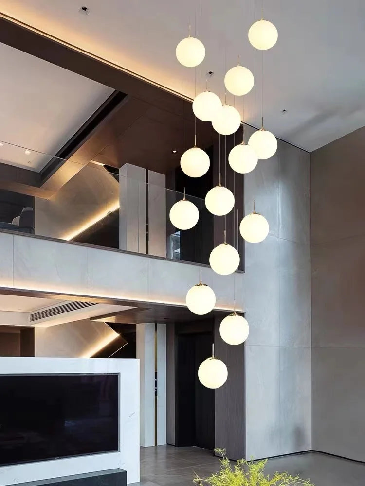 lustre moderne nordique pour loft duplex hôtel hall - vue 6 sur 24