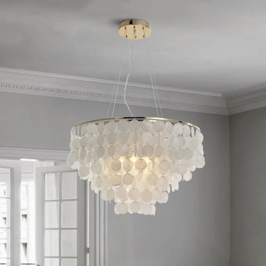 Éclairage de lustre de coquille de luxe moderne pour les luminaires suspendus de salon de Restaurant or/Chrome éclairage à la maison romantique - vue 5 sur 16