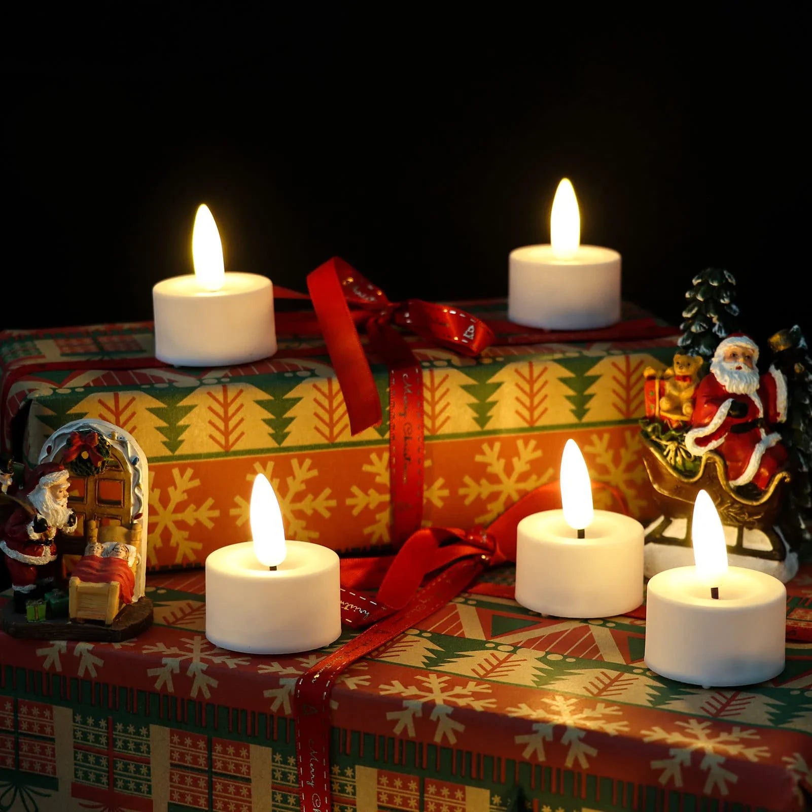 bougies chauffe-plat led sans flamme avec télécommande pour décorations festives - vue 5 sur 8