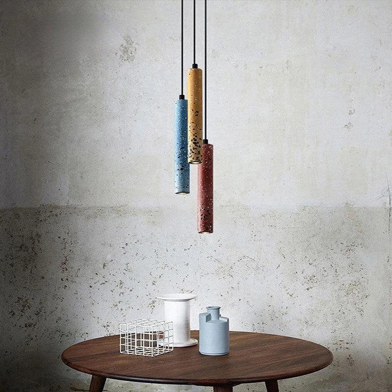 lustre en béton tube ciment design moderne pour intérieur décoratif - vue 3 sur 14