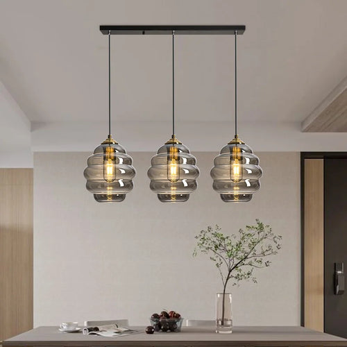 suspension moderne en verre teinté pour décoration intérieure - vue 7 sur 24