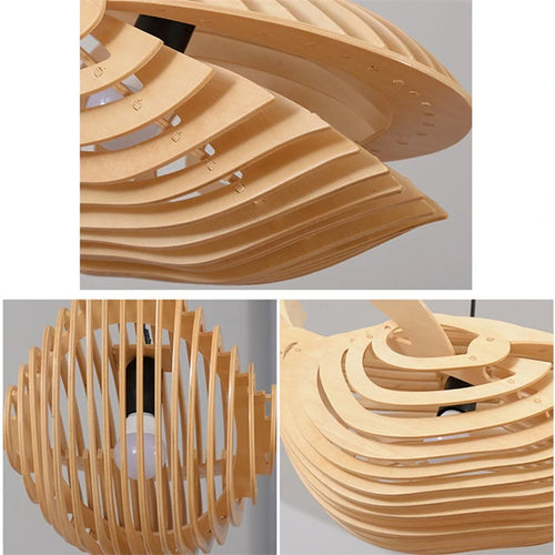 Suspension d'art en bois moderne lampe en bois de baleine - vue 5 sur 8