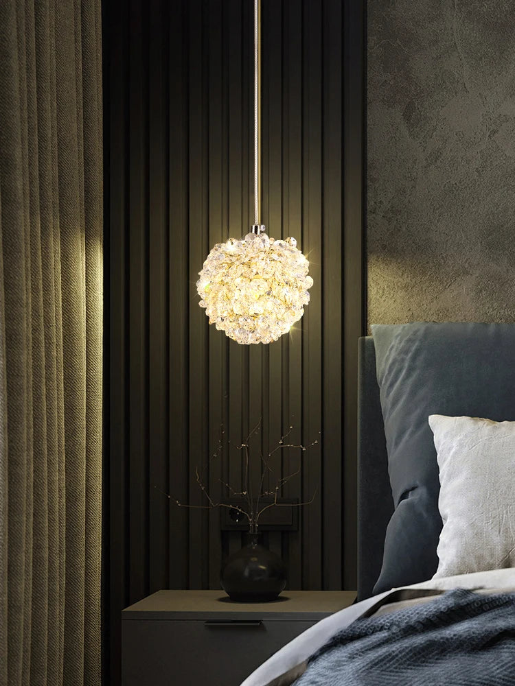 suspension moderne en cristal avec cordon réglable en métal doré - vue 5 sur 12