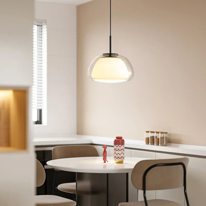 suspension en verre double couche style danois pour intérieur élégant - vue 4 sur 18