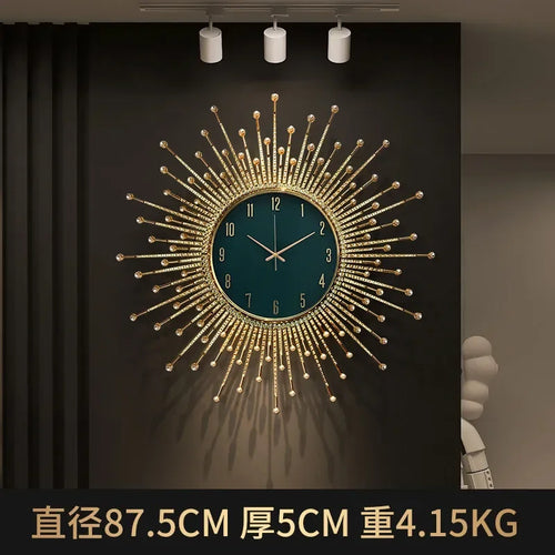 horloge murale de luxe en forme de soleil pour décoration moderne - vue 6 sur 10