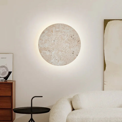 applique murale ronde en pierre naturelle ambiance artistique - vue 3 sur 8
