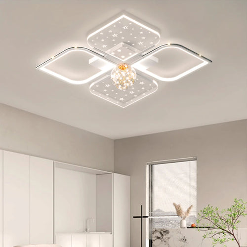 lustre led moderne quatre feuilles herbe ciel étoilé intérieur - vue 3 sur 18
