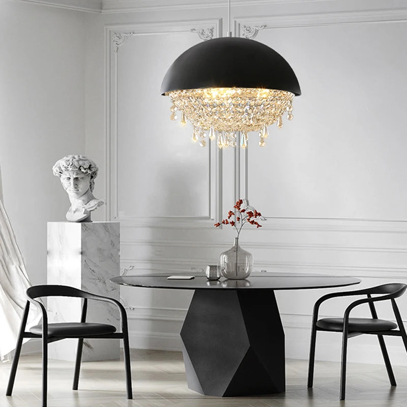 suspension créative en cristal hémisphère noir et blanc - vue 6 sur 18