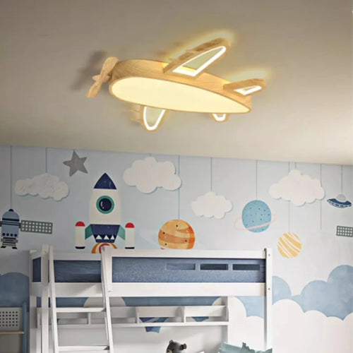 plafonnier avion en bois et fer pour chambre d'enfant - vue 5 sur 10
