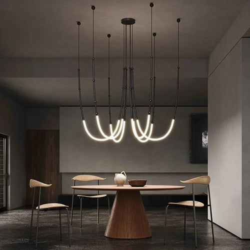 lustre minimaliste moderne italien led créative en bambou - vue 2 sur 14
