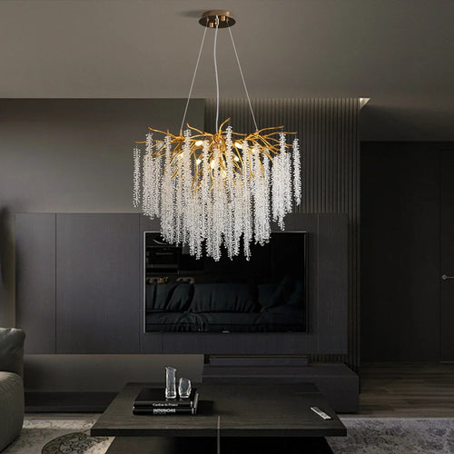 lustre suspendu en verre cristal design moderne pour décoration intérieure - vue 6 sur 10