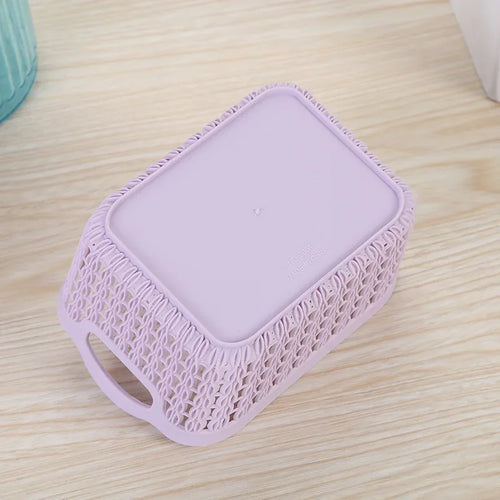 panier de rangement portable en rotin et plastique pour divers articles - vue 5 sur 9