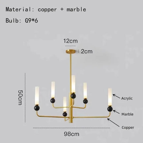 suspension en marbre et cuivre pour éclairage intérieur moderne - vue 16 sur 16