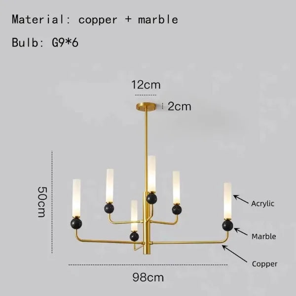 suspension en marbre et cuivre pour éclairage intérieur moderne - vue 15 sur 16