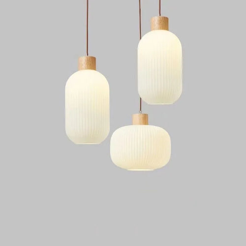 suspension en verre avec décor nordique en bois - vue 3 sur 11