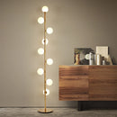Lampadaire boule de verre blanc à 9 têtes