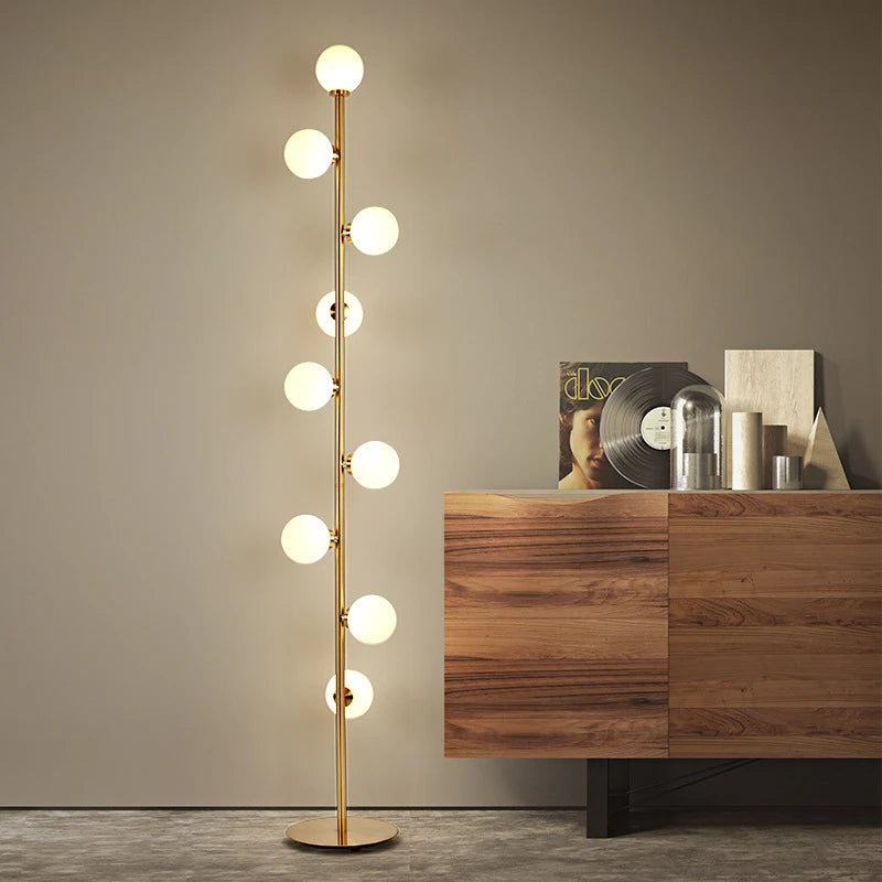 Lampadaire boule de verre blanc à 9 têtes - vue 4 sur 7