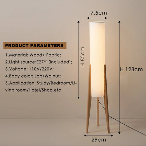 lampadaire japonais rétro bois massif wabi-sabi - vue 7 sur 8