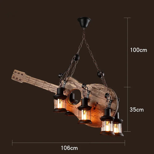 Lustre LED rétro industriels antiques LOFT Bar Vintage Art bois E27 - vue 9 sur 24