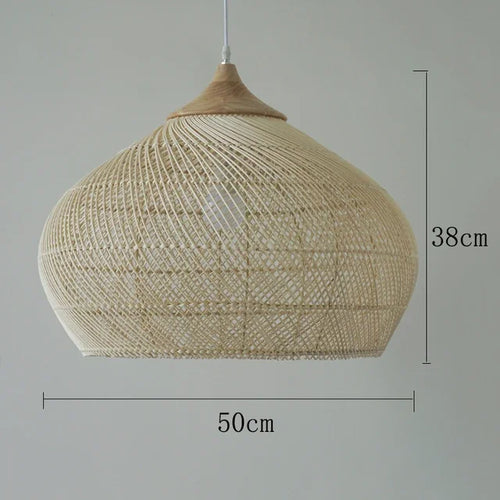Modern art minimalist retro chandelier suitable for living room, dining room, farmhouse, natural rattan and willow chandelier - vue 22 sur 21