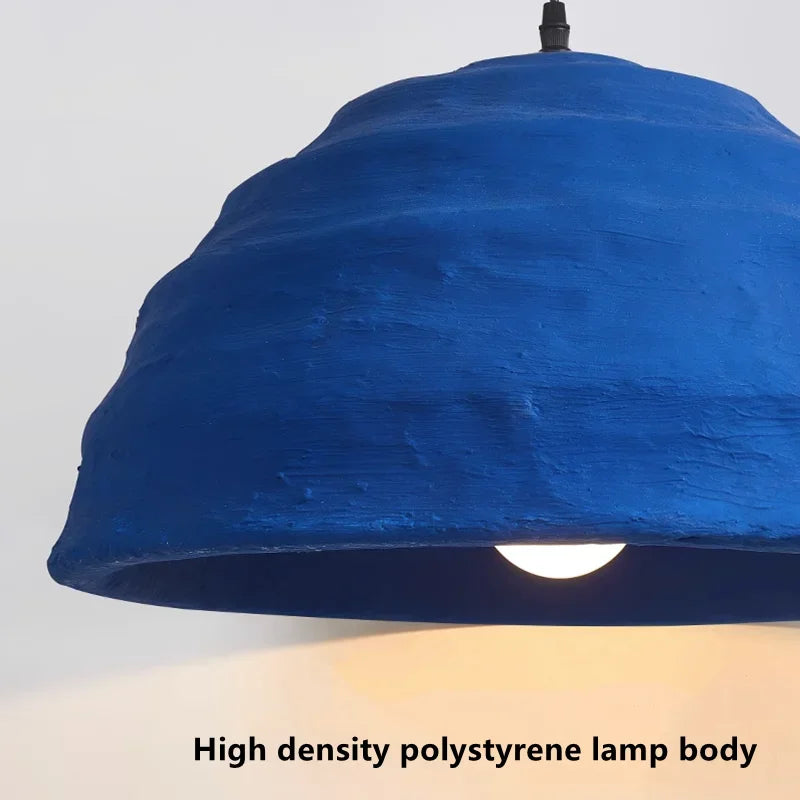 Designer Wabi Sabi Bar Decoration Handmade Pendant Light Nordic Restaurant Chandelier Minimalist Klein Blue Bedroom Bedside Lamp - vue 6 sur 8