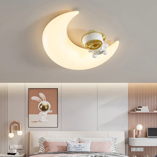 Cartoon Children's Ceiling Lamp Bedroom Ceiling Light Astronaut Star Cloud Moon Lights for Girl Boy Student Baby Room Lighting - vue 4 sur 9