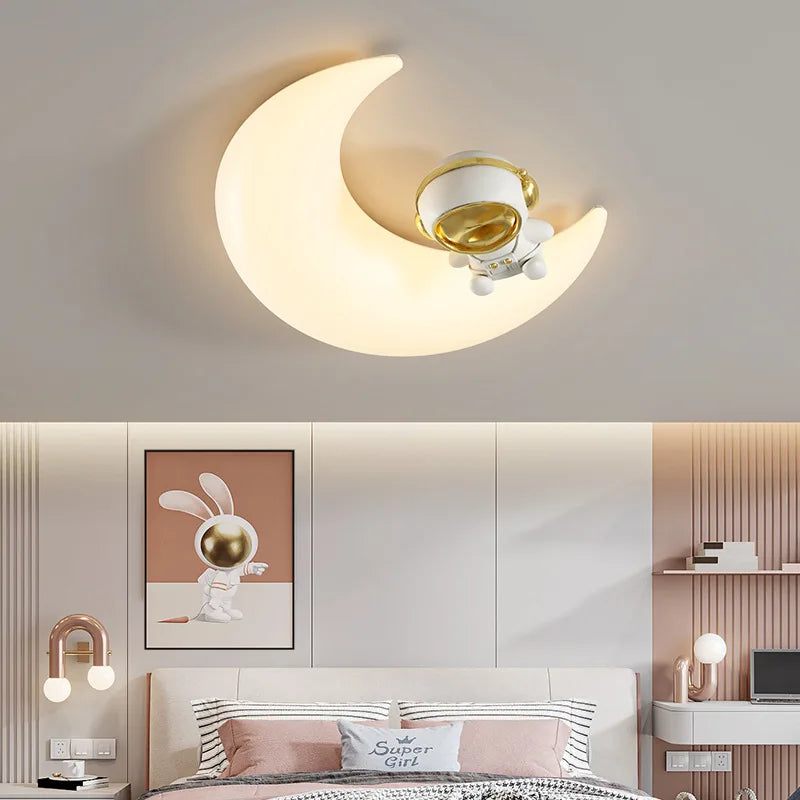 Cartoon Children's Ceiling Lamp Bedroom Ceiling Light Astronaut Star Cloud Moon Lights for Girl Boy Student Baby Room Lighting - vue 3 sur 9