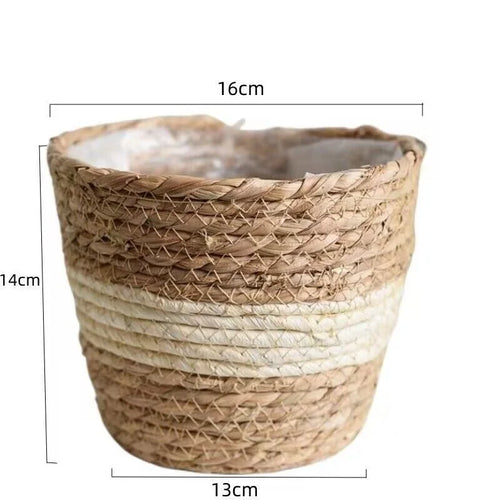 panier décoratif en herbe tressée pour fleurs et rangement - vue 11 sur 13