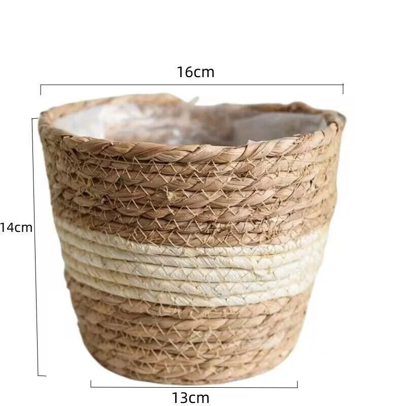 panier décoratif en herbe tressée pour fleurs et rangement - vue 11 sur 13