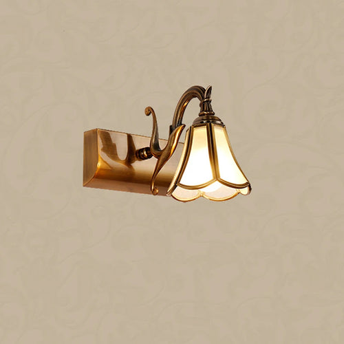 applique murale miroir tête unique verre rétro bronze décoration européenne - vue 3 sur 7
