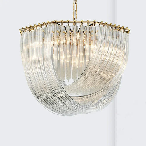 lustre moderne en métal et verre avec éclairage led - vue 2 sur 7