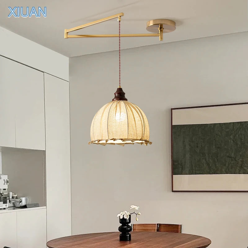 lustre wabi-sabi vintage avec tissu appliqué pliant - vue 1 sur 11